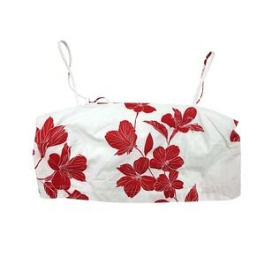 Banana Republic Floral Poplin Crop Cami Top White Red Floral Shelf Bra Size Sm
